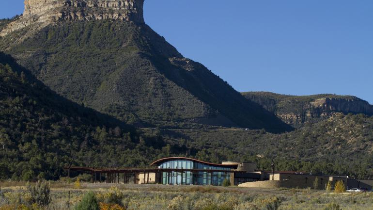 The Mesa Verde Visitor and Research Center stands near the entrance of the park The Mesa Verde Visitor and Research Center stands near the entrance of the park