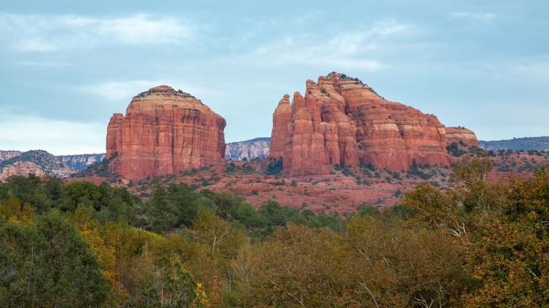 Towering formations viewed from a hike in Red Rock State Park Towering formations viewed from a hike in Red Rock State Park