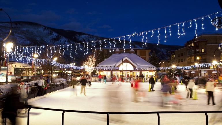 Ice skating under the holiday lights in Aspen Ice skating under the holiday lights in Aspen