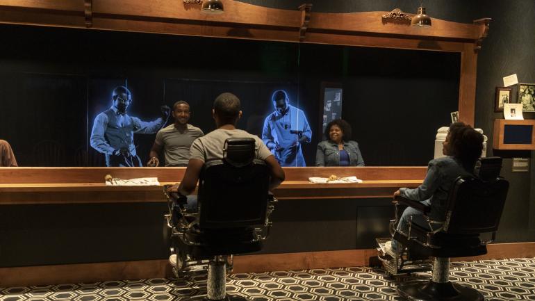 Augmented reality experiences at the Greenwood Rising Black Wall Street History Center allow guests to experience the heyday of Tulsa’s Black Wall Street Augmented reality experiences at the Greenwood Rising Black Wall Street History Center allow guests to experience the heyday of Tulsa’s Black Wall Street