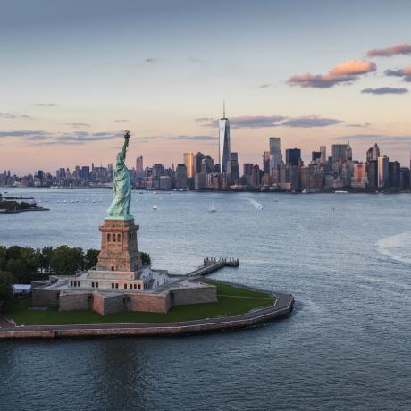 The Statue of Liberty and New York City skyline