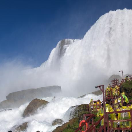 Viewing Niagara Falls up close on the Cave of the Winds tour