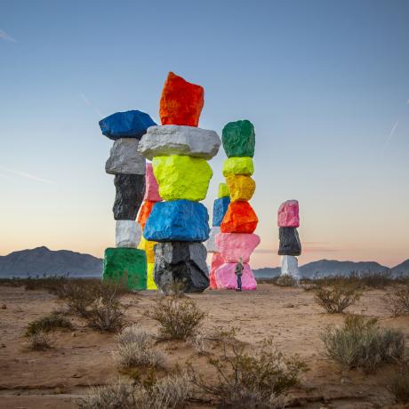Art installation Seven Magic Mountains brings color to the Ivanpah Valley just outside Las Vegas, Nevada