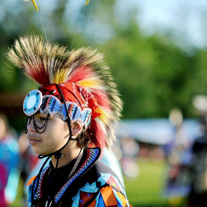 Chippewa boy in traditional garments Chippewa boy in traditional garments