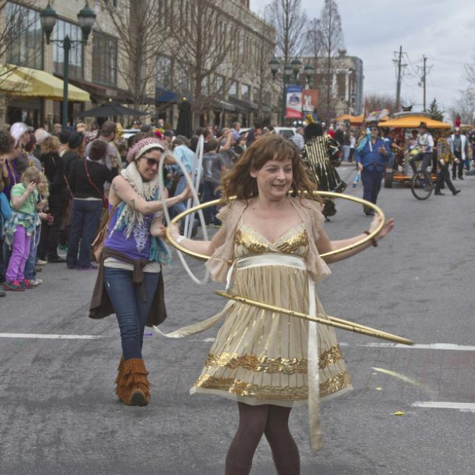 They take fun seriously: The unofficial mascot of Asheville is the hula hoop. They take fun seriously: The unofficial mascot of Asheville is the hula hoop.