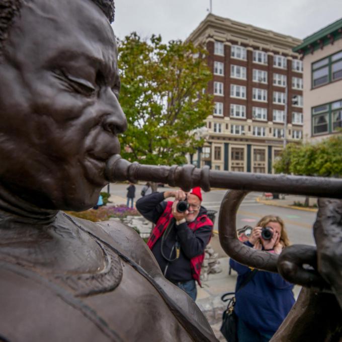 A Miles Davis statue A Miles Davis statue
