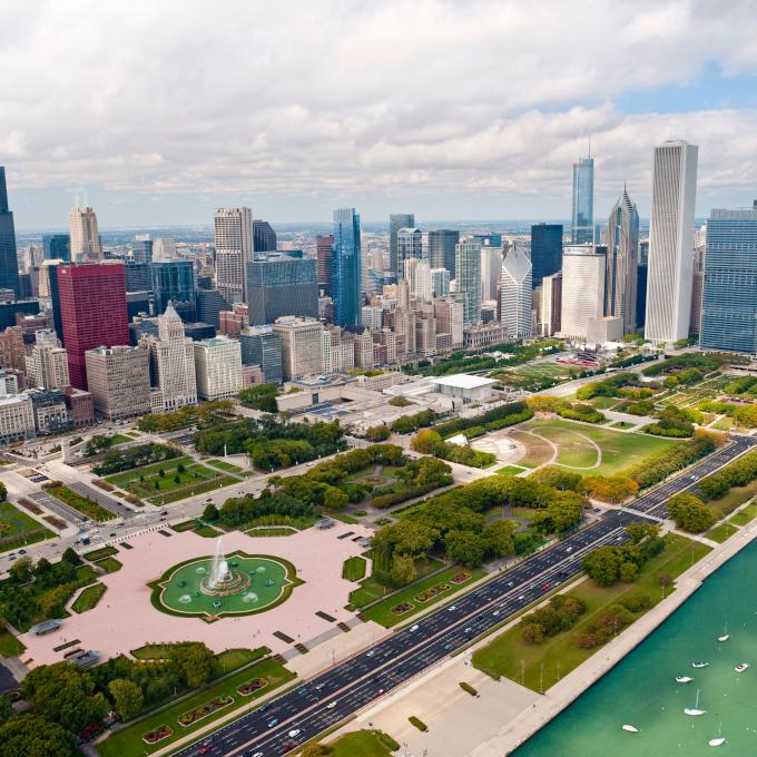 Aerial view of Chicago’s Grant Park Aerial view of Chicago’s Grant Park