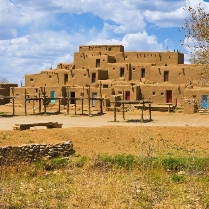 Exterior view of the Taos Pueblo Exterior view of the Taos Pueblo