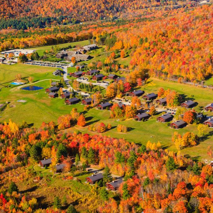 Aerial view of Stowe's idyllic countryside in autumn Aerial view of Stowe's idyllic countryside in autumn