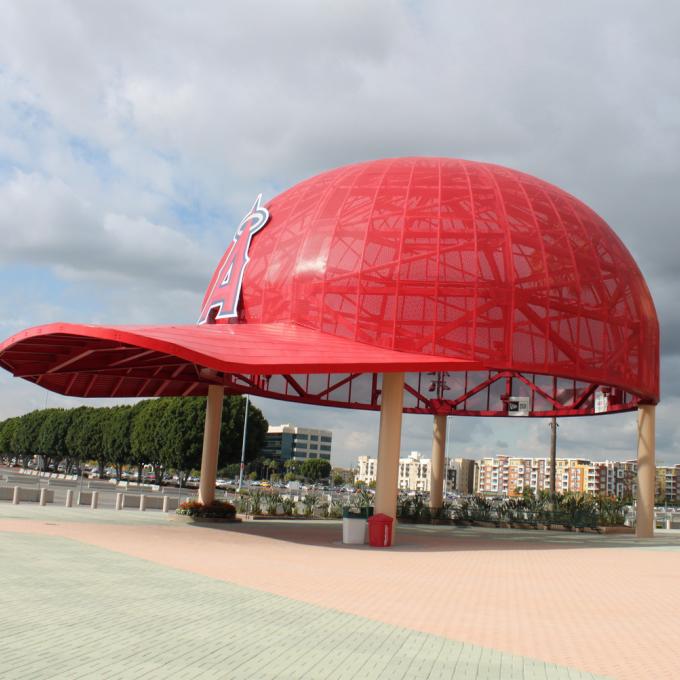One of the can’t-miss hat sculptures at Angel Stadium of Anaheim One of the can’t-miss hat sculptures at Angel Stadium of Anaheim