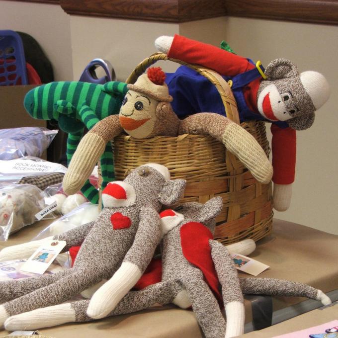 Sock monkeys created by Rockford's Nelson Knitting Company Sock monkeys created by Rockford's Nelson Knitting Company
