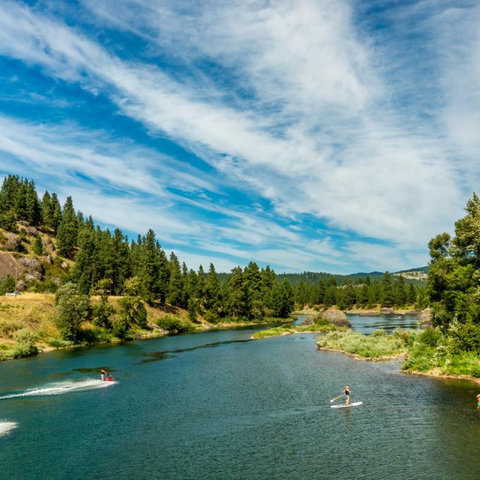 Enjoying water sports on one of Spokane’s beautiful blue-sky days Enjoying water sports on one of Spokane’s beautiful blue-sky days