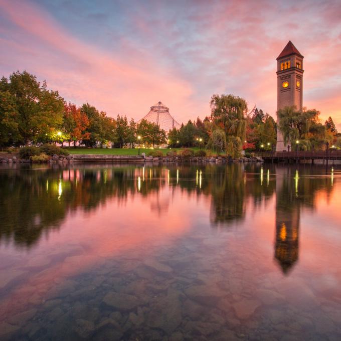 A gorgeous Spokane sunset over Riverfront Park. A gorgeous Spokane sunset over Riverfront Park.