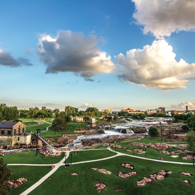 Aerial view of Sioux Falls and the Big Sioux River Aerial view of Sioux Falls and the Big Sioux River