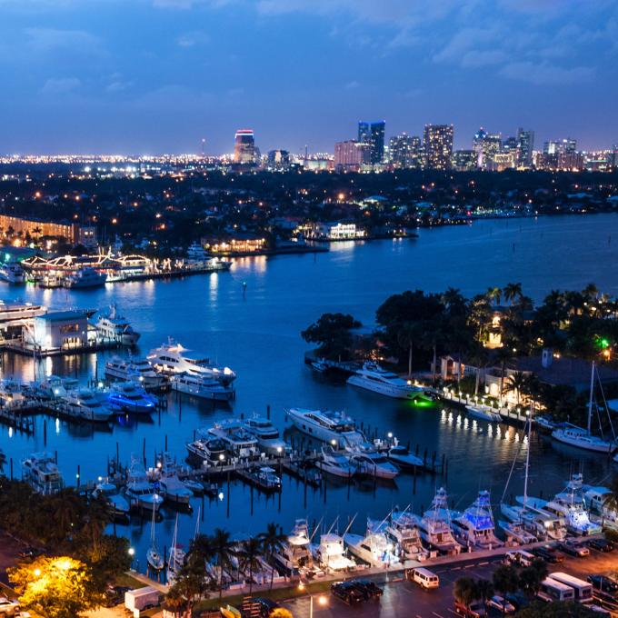 Yachts in the harbor at night Yachts in the harbor at night