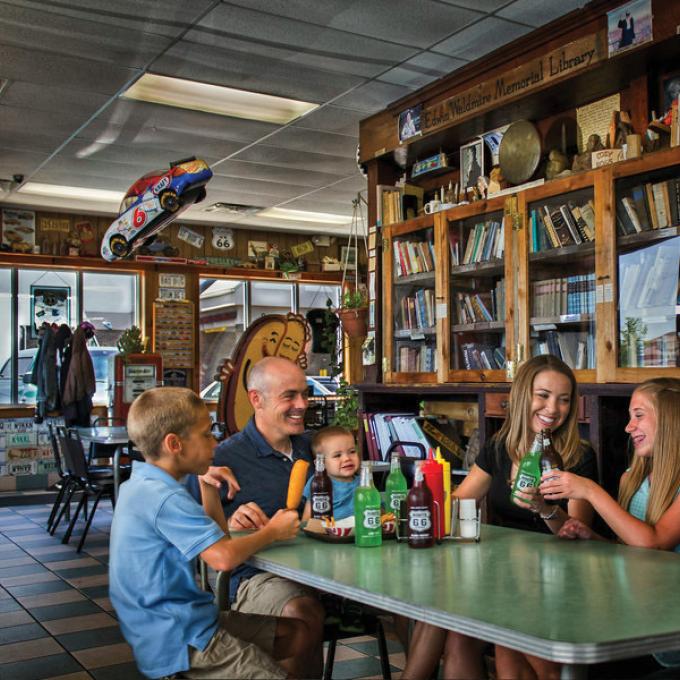 Dining at Cozy Dog Drive In on Route 66 Dining at Cozy Dog Drive In on Route 66