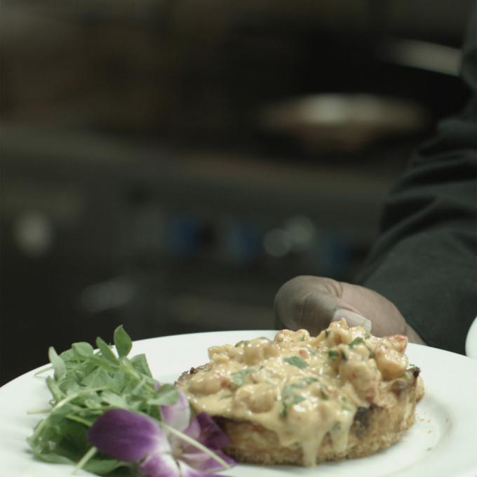 A pretty plate of Crawfish Cheesecake A pretty plate of Crawfish Cheesecake