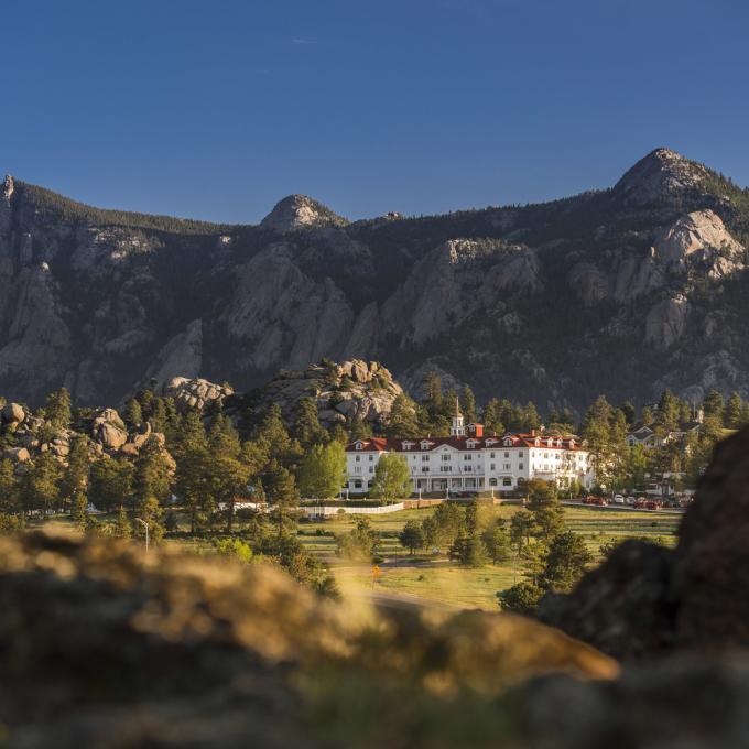 The charming and historic Stanley Hotel with views of the Rocky Mountains The charming and historic Stanley Hotel with views of the Rocky Mountains