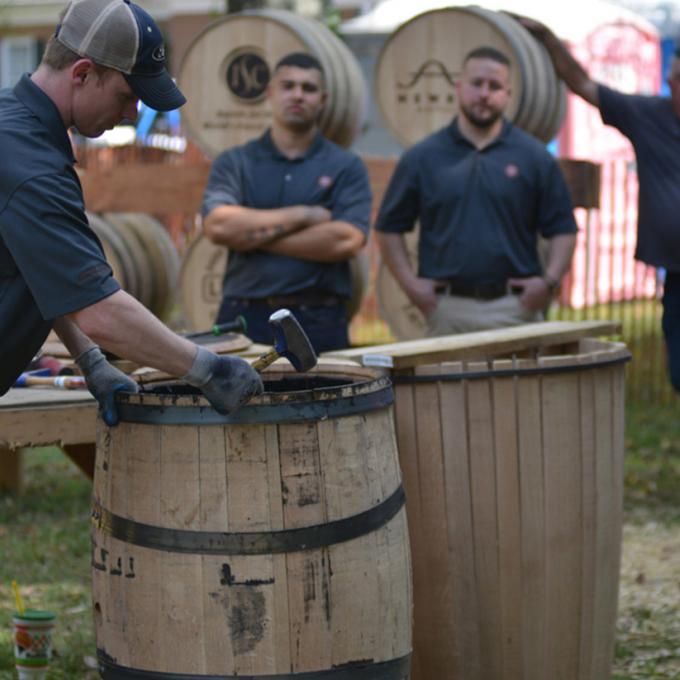Making bourbon barrels in Bardstown, Kentucky Making bourbon barrels in Bardstown, Kentucky