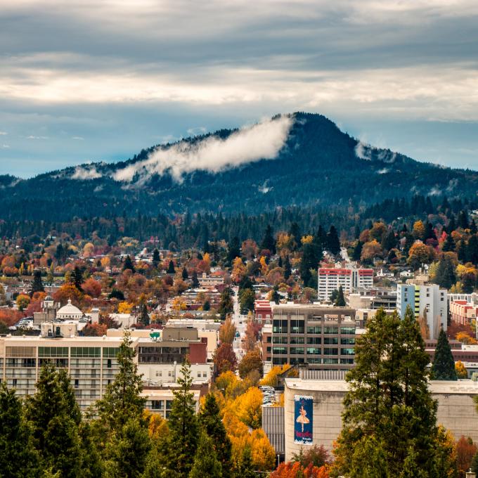 Aerial view of downtown Eugene, Oregon Aerial view of downtown Eugene, Oregon