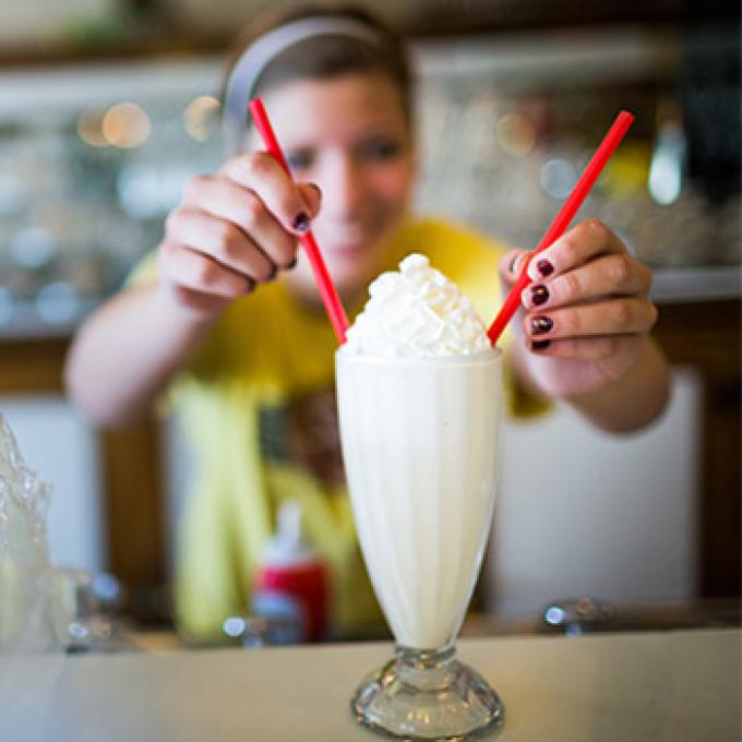 Un postre helado clásico en Soda Pops, Wisconsin Un postre helado clásico en Soda Pops, Wisconsin