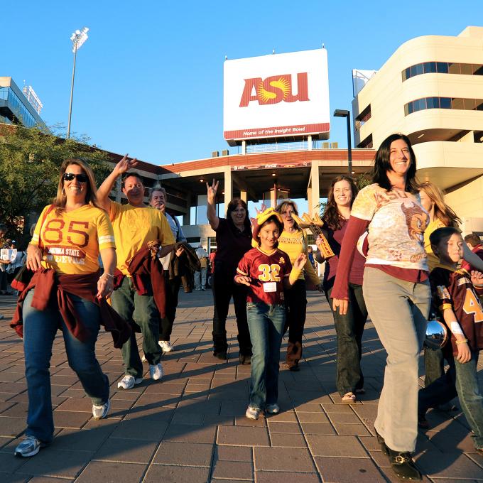Fans outside Sun Devil Stadium at Arizona State University in Tempe Fans outside Sun Devil Stadium at Arizona State University in Tempe