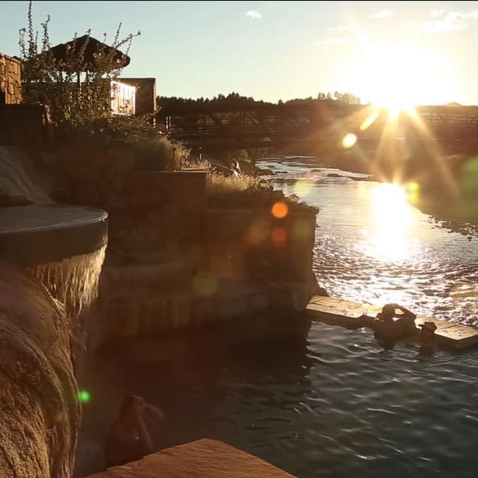 Relaxing in one of Pagosa Springs' hot springs pools Relaxing in one of Pagosa Springs' hot springs pools