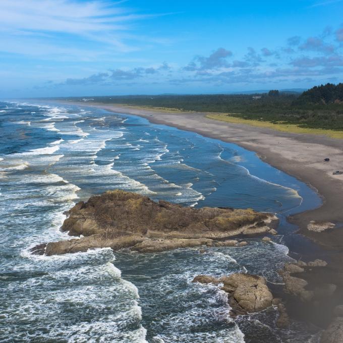 Aerial view of the Long Beach Peninsula shoreline in Washington State Aerial view of the Long Beach Peninsula shoreline in Washington State