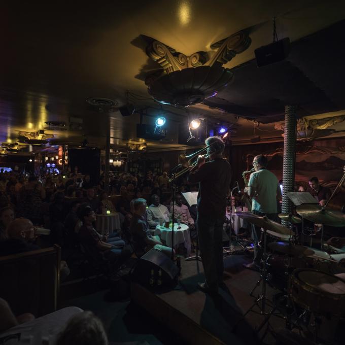 A live jazz performance in Chicago's The Green Room lounge A live jazz performance in Chicago's The Green Room lounge