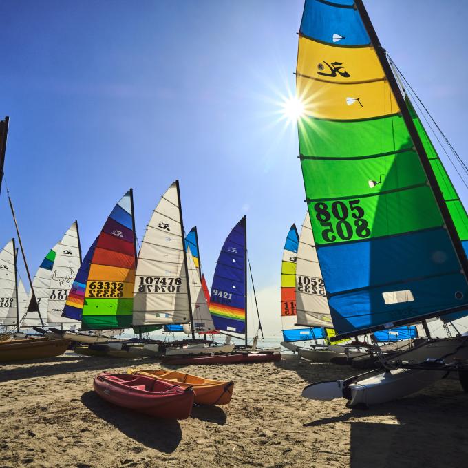 Hobie Cat sailing catamarans in Dana Point, California Hobie Cat sailing catamarans in Dana Point, California
