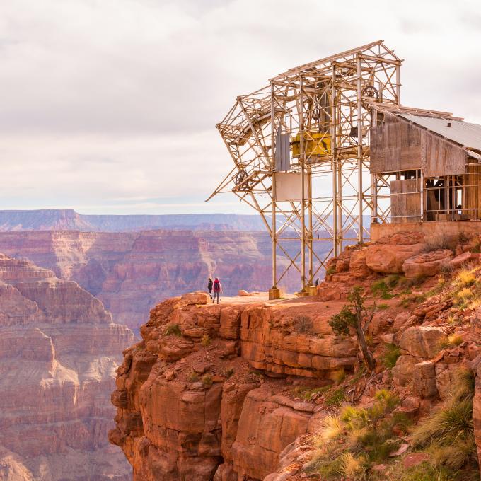 The historic tram remnants at Guano Point in Grand Canyon West The historic tram remnants at Guano Point in Grand Canyon West