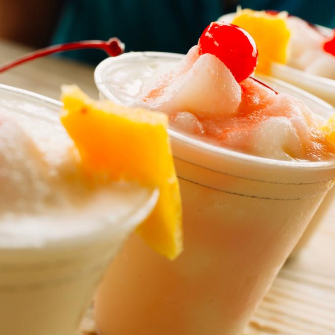 Ice-cold piña colada cocktails, the official drink of Puerto Rico Ice-cold piña colada cocktails, the official drink of Puerto Rico