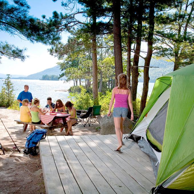 Camping on one of the 170 islands in Lake George Camping on one of the 170 islands in Lake George