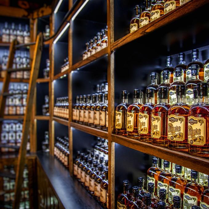 Bottles of craft spirits at Tennessee Legend Distillery in Sevierville, Tennessee Bottles of craft spirits at Tennessee Legend Distillery in Sevierville, Tennessee