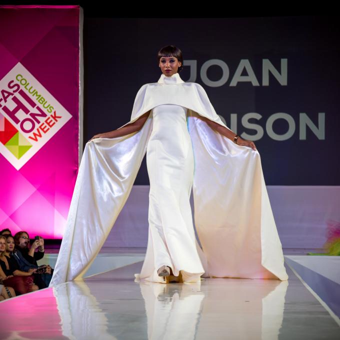 Walking the runway in a piece by Joan Madison at Fashion Week Columbus Walking the runway in a piece by Joan Madison at Fashion Week Columbus