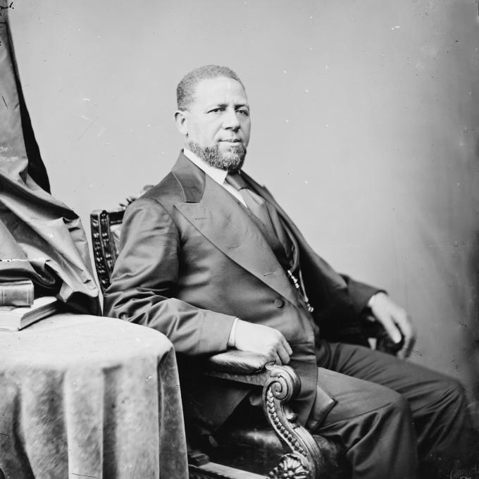 A portrait of Hiram Revels, Natchez local and the first African American to serve in the U.S. Congress A portrait of Hiram Revels, Natchez local and the first African American to serve in the U.S. Congress