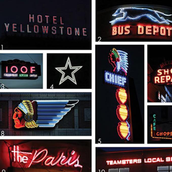 A variety of restored neon signs in Pocatello, Idaho A variety of restored neon signs in Pocatello, Idaho