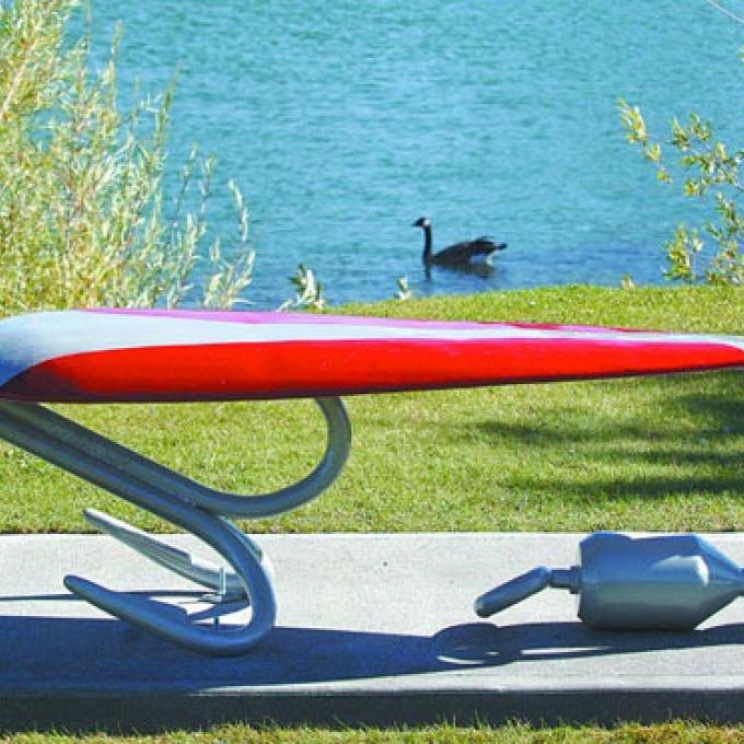 A bench designed to look like a fishing lure in Idaho Falls, Idaho A bench designed to look like a fishing lure in Idaho Falls, Idaho