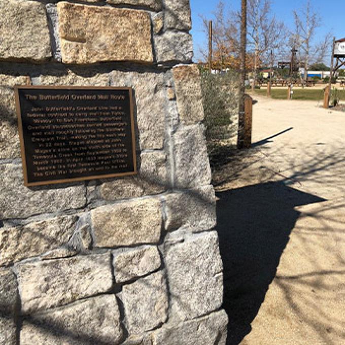 Plaque recognizing the Butterfield Overland Mail Route at Vail Headquarters in Temecula, California Plaque recognizing the Butterfield Overland Mail Route at Vail Headquarters in Temecula, California