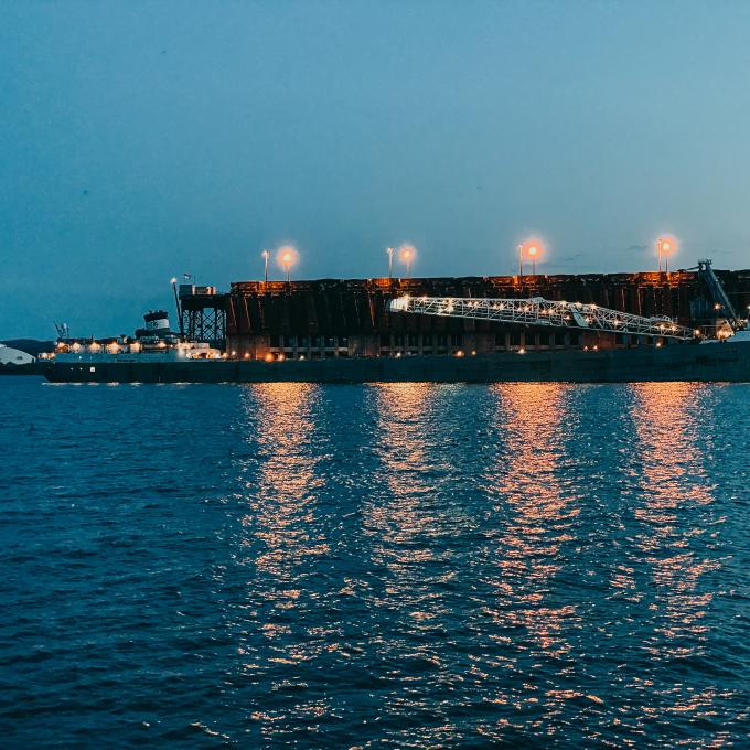 The Lake Superior & Ishpeming Ore Dock in Marquette, Michigan, at night The Lake Superior & Ishpeming Ore Dock in Marquette, Michigan, at night