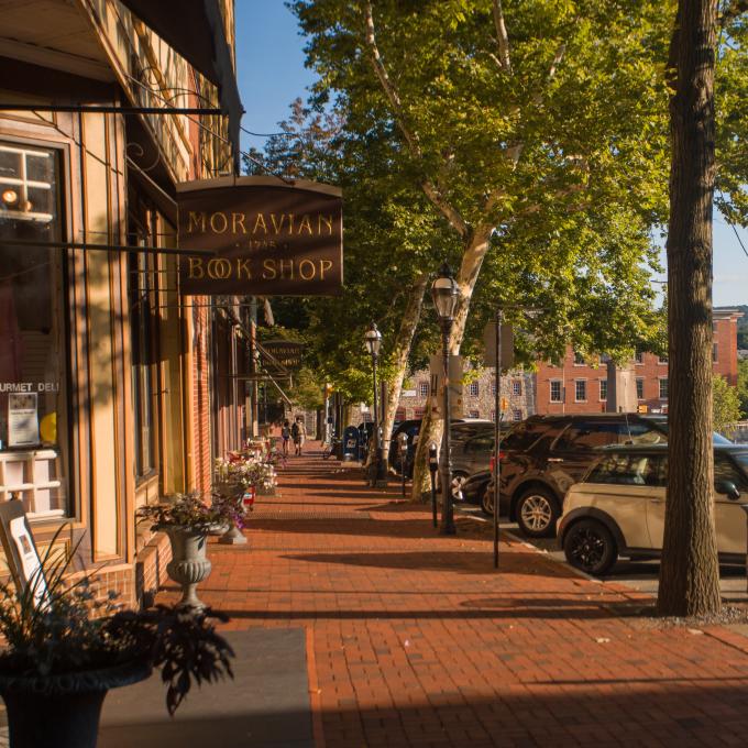 Outside the Moravian Book Shop in historic Bethlehem, Pennsylvania Outside the Moravian Book Shop in historic Bethlehem, Pennsylvania