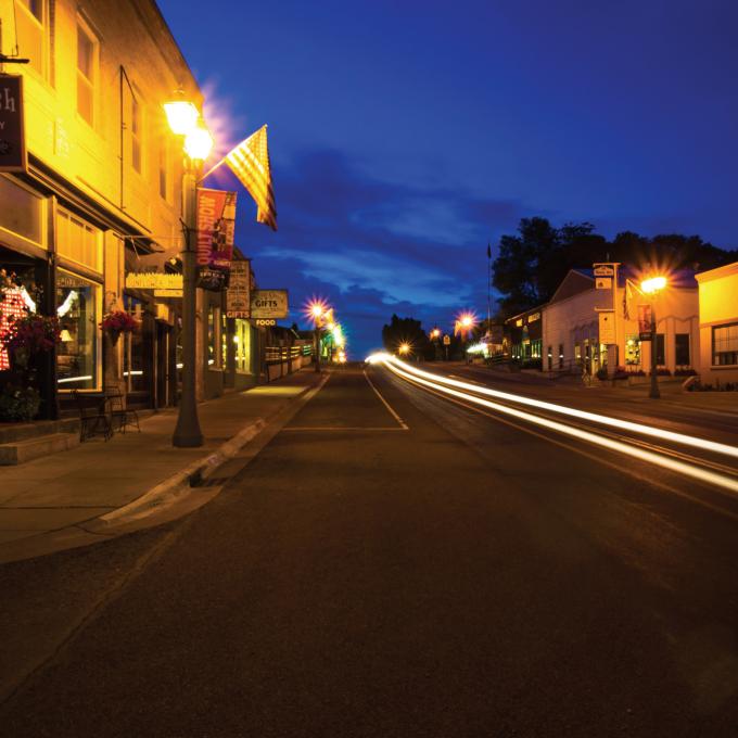 Nighttime scene in downtown Eureka, Montana Nighttime scene in downtown Eureka, Montana