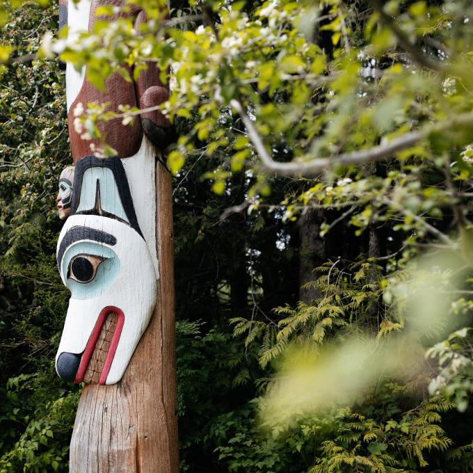 A totem pole at Saxman and Totem Bight State Park near Ketchikan, Alaska A totem pole at Saxman and Totem Bight State Park near Ketchikan, Alaska