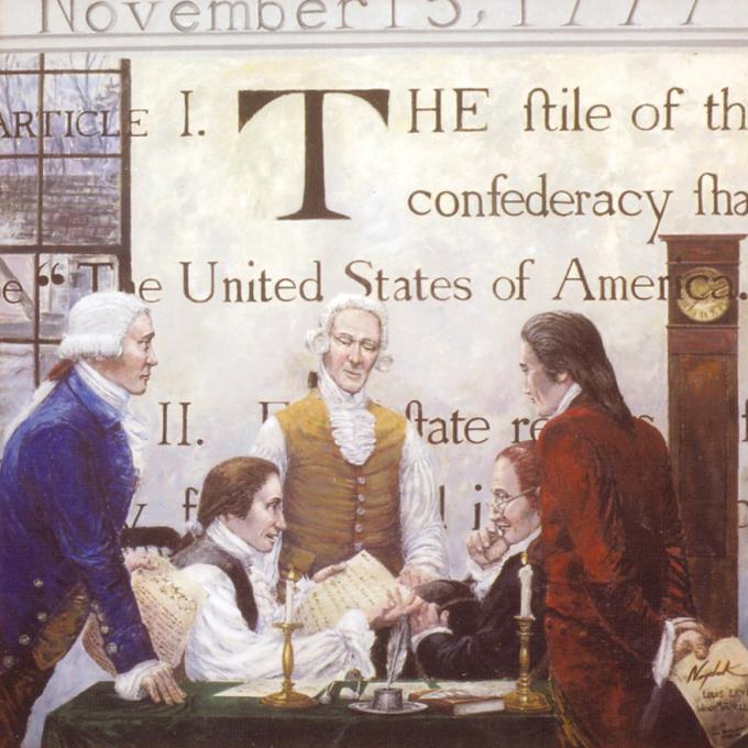 A mural at York County History Center in York, Pennsylvania, depicts the adoption of the Articles of Confederation A mural at York County History Center in York, Pennsylvania, depicts the adoption of the Articles of Confederation