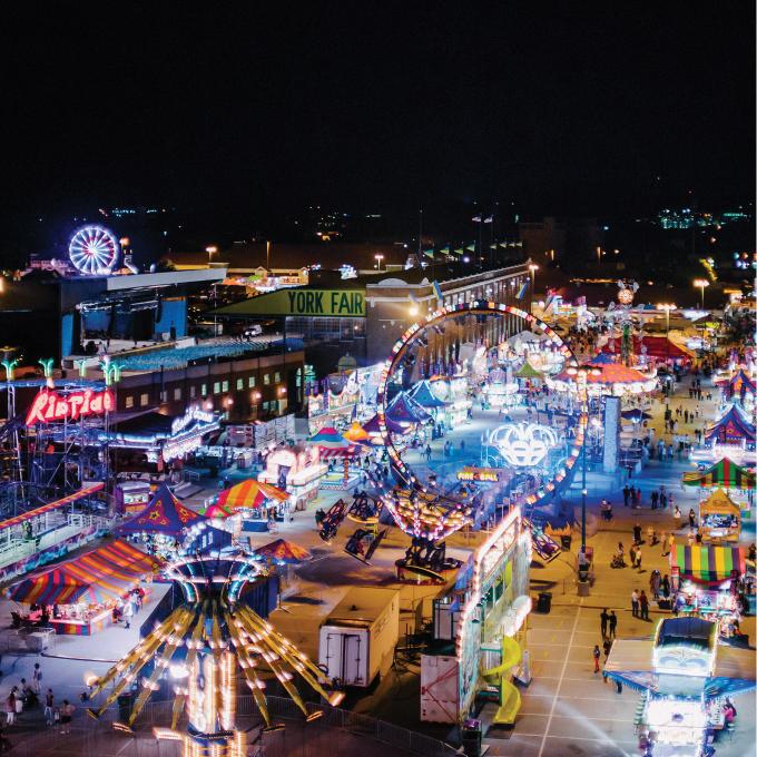 Bright lights over the York State Fair in York, Pennsylvania Bright lights over the York State Fair in York, Pennsylvania