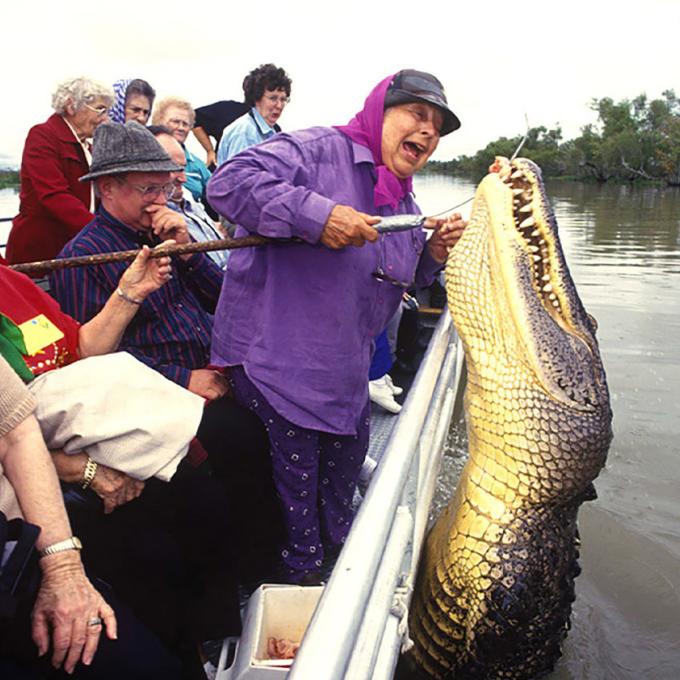 Legendary tour guide Annie Miller leads a tour group through Bayou Black near Houma, Louisiana Legendary tour guide Annie Miller leads a tour group through Bayou Black near Houma, Louisiana