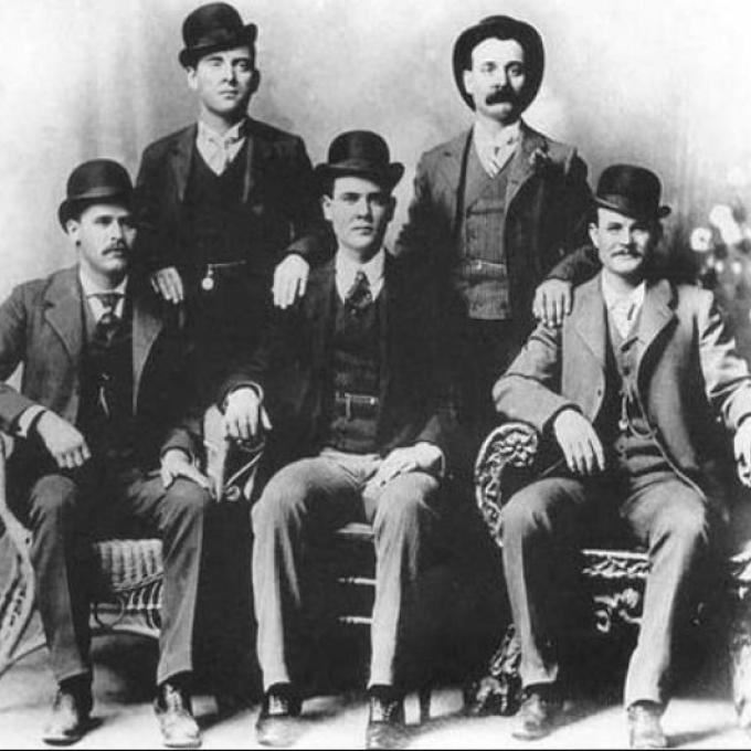 Historical photo of the Wild Bunch, a group of outlaws known to gather in Wyoming throughout the 1880s and ‘90s Historical photo of the Wild Bunch, a group of outlaws known to gather in Wyoming throughout the 1880s and ‘90s