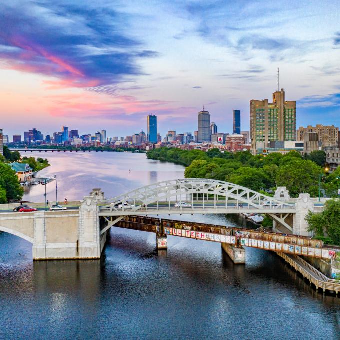 The Boston University Bridge in Boston, Massachusetts The Boston University Bridge in Boston, Massachusetts