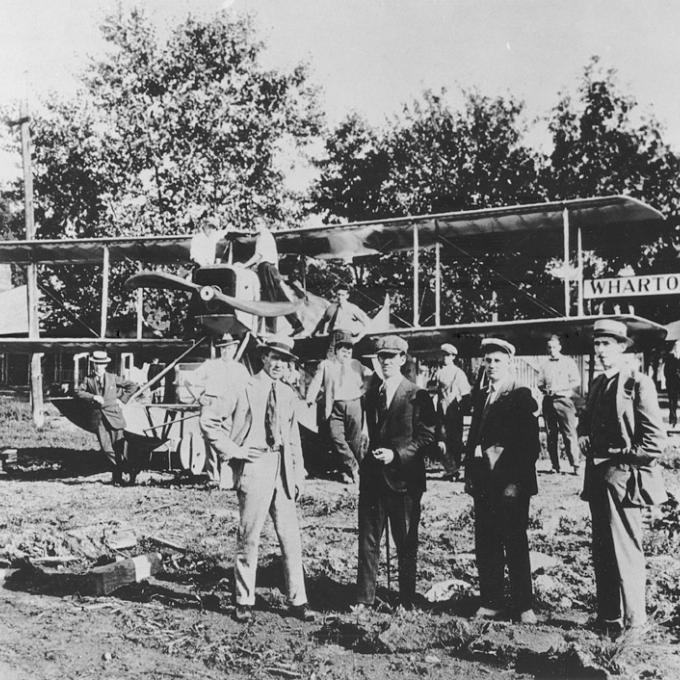 Historic image in front of Wharton Studio Museum during silent movie era Historic image in front of Wharton Studio Museum during silent movie era