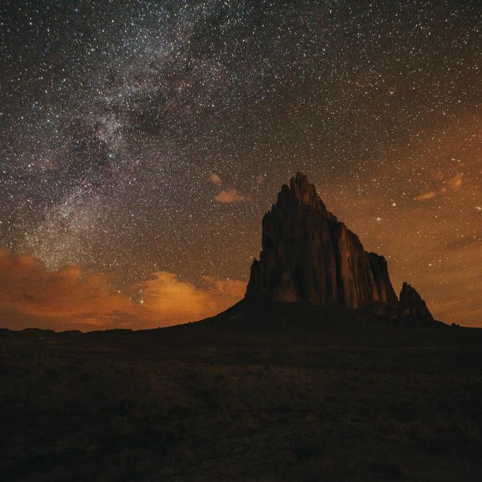 Starry skies above Shiprock on the Navajo Nation reservation Starry skies above Shiprock on the Navajo Nation reservation